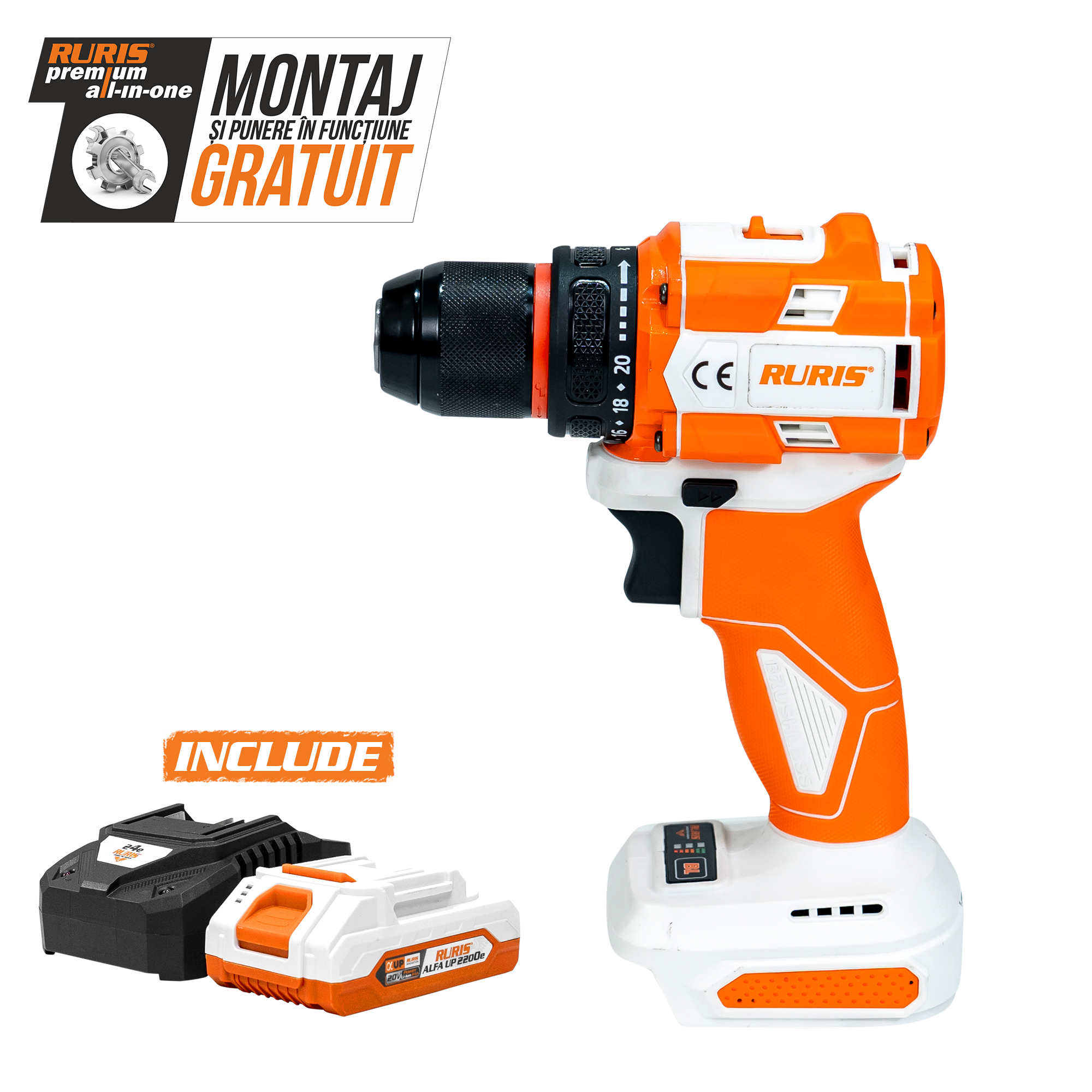 Imagine generala masina de gaurit insurubat pe acumulator RURIS RMX1260 Power Alfa Up