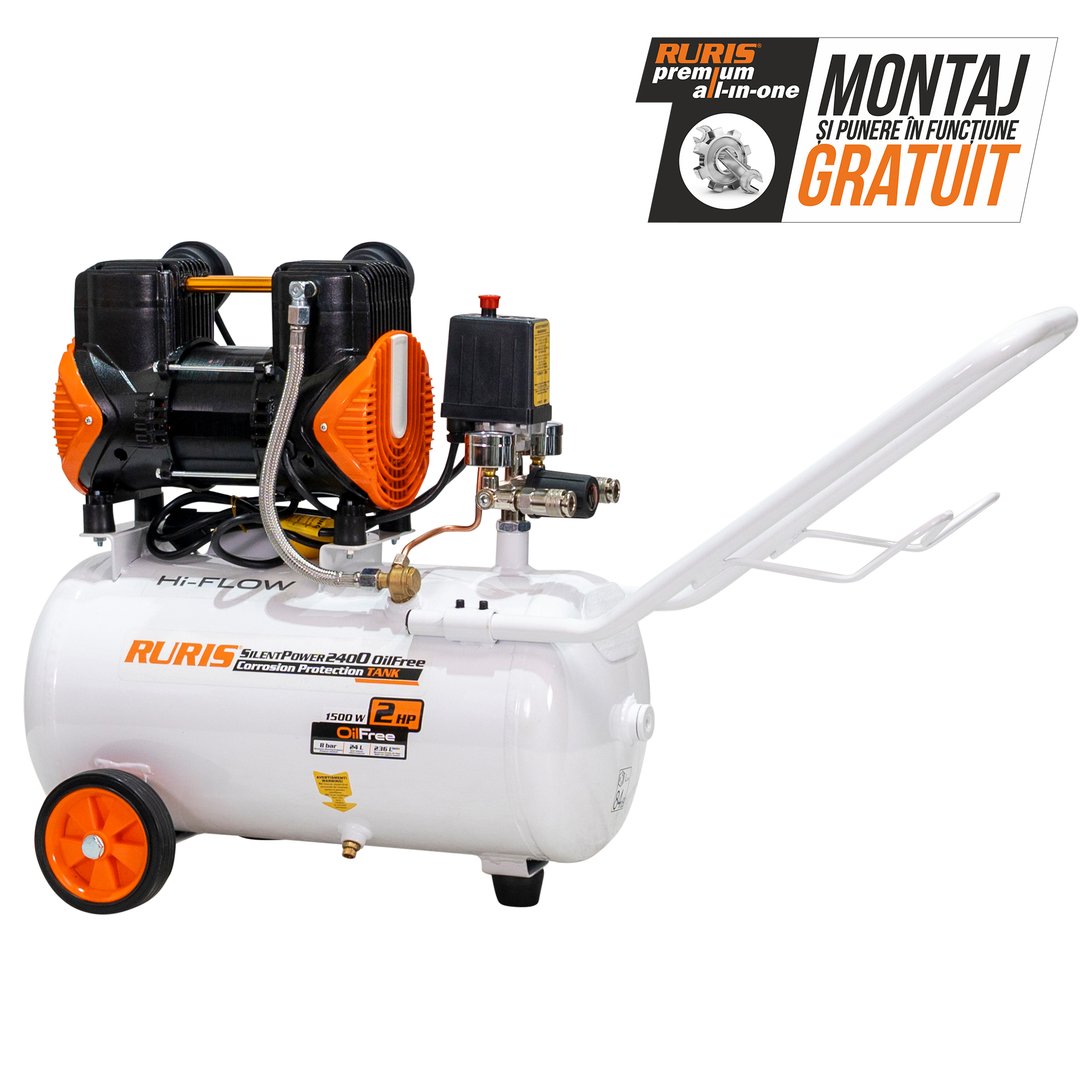 Imagine generala compresor aer RURIS Silent Power 2400 Oil Free