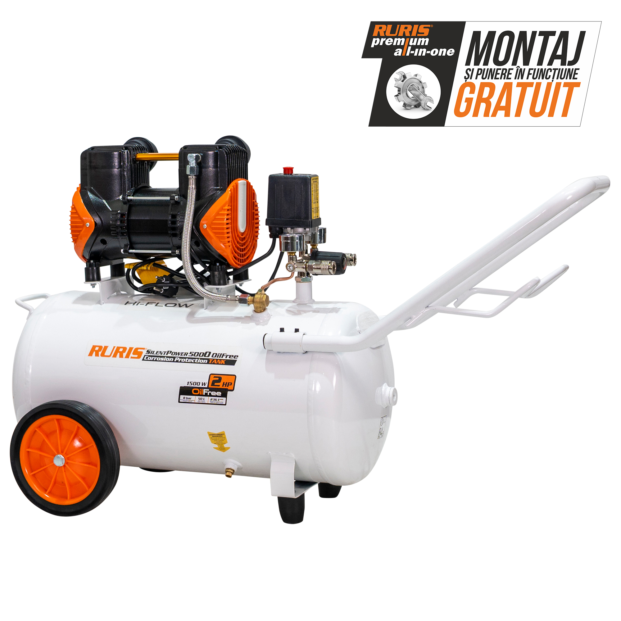 Imagine generala compresor aer RURIS Silent Power 5000 Oil Free
